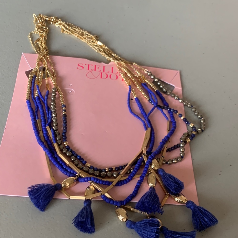 Stella and dot blue tassel necklace